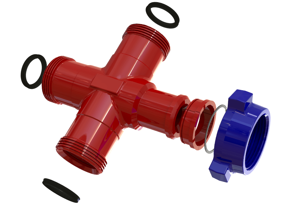 Cross, 2", 1502 F(thread) x F(thread) x F(thread) x M(wing) Standard, 15000 PSI