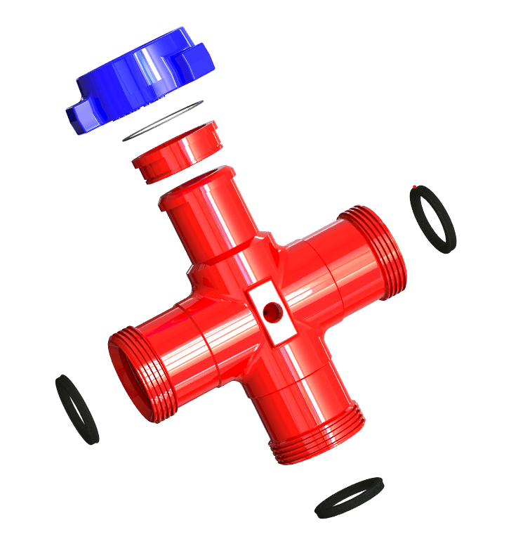 Cross, 3", 1502 F (thread) x F (thread) x F (thread) x M (wing) Standard, 15000 PSI 9/16_ AUTOCLAVE